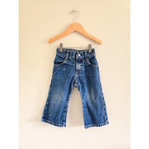 Toddler Vintage Y2K Riders Denim Floral Embroidered Jeans - Picture 1 of 5